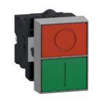 Botão Duplo Pulsador 22mm Verde/Vermelho Schneider XA2EA7A3415