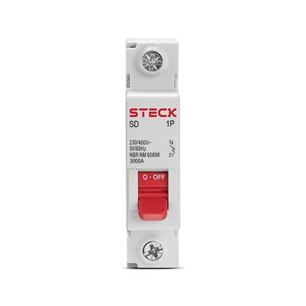 Disjuntor Unipolar 63A Curva C 3.0kA 230VCA Steck