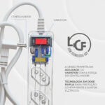 Filtro de Linha 5 Tomadas 10A Bivolt DPS 6kA Preto Clamper - Imagem 3