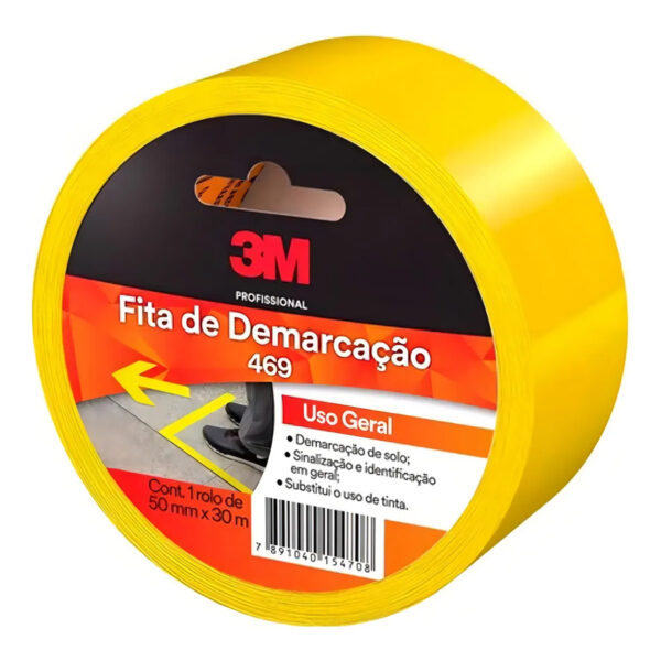 Fita de Demarcação de Piso Vinil Amarela 50mm x 30m 3M 469