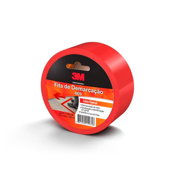 Fita de Demarcação de Piso Vinil Vermelha 50mm x 30m 3M 469