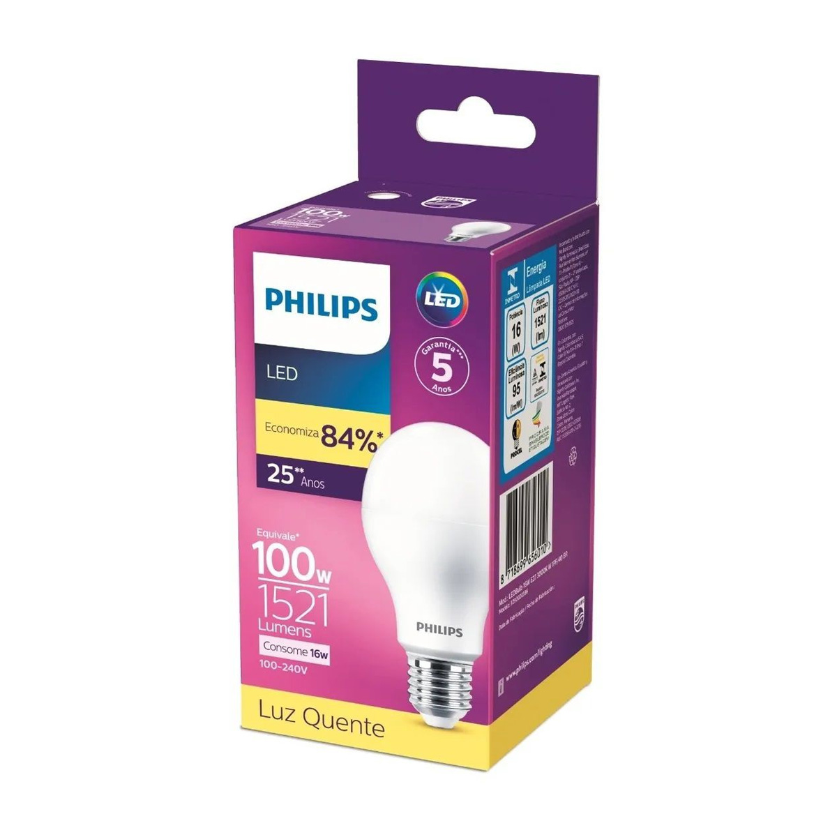 lampada-led-bulbo-philips-16w-3000k-quente.jpg Lâmpada LED Bulbo A60 16W 3000K Luz Quente Bivolt E27 Philips - Imagem 1