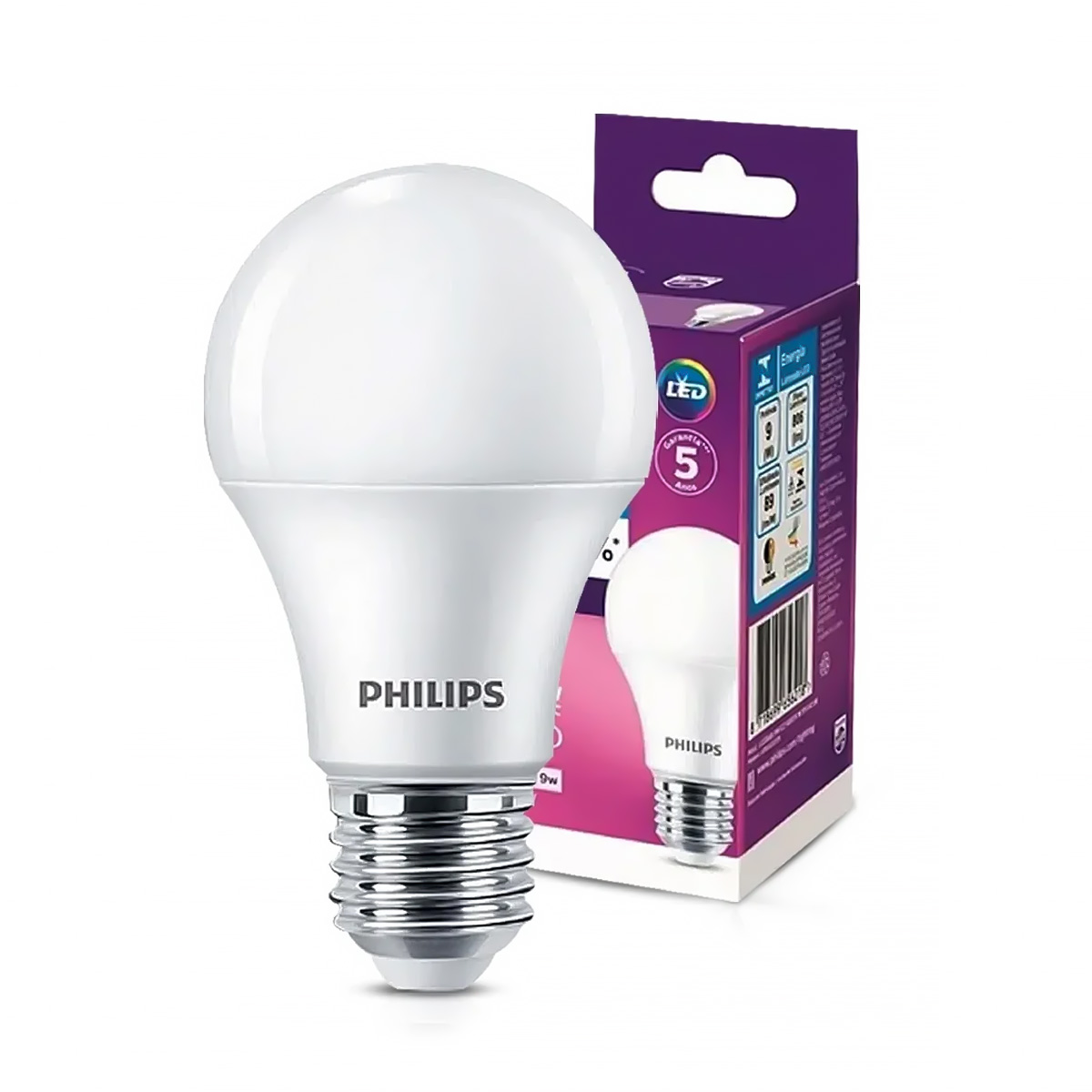 lampada-led-bulbo-philips-9w-6500k-eletrica-uniao.jpg Lâmpada LED Bulbo A60 9W 6500K Luz Fria Bivolt E27 Philips - Imagem 1
