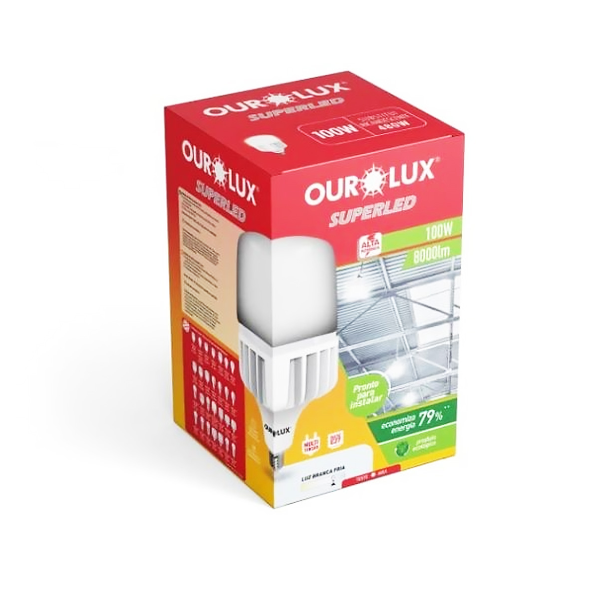 lampada-led-high-power-ourolux-100w-e27-6500k.jpg Lâmpada LED Alta Potência E27 100W 6500K Industrial Ourolux - Imagem 1