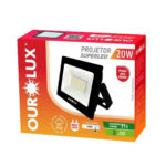 Refletor LED Slim 20W 6500K IP65 à Prova d'Água Bivolt Ourolux
