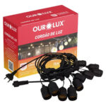 Varal de Luzes Festão Gambiarra 11m 10 Bocais IP65 Ourolux