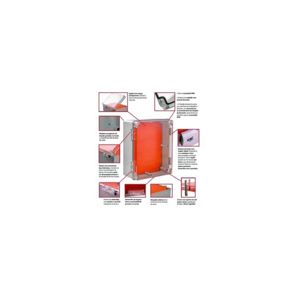 Caixa Multiuso Rohdina 190 x 150 x 110mm IP68 UV Cinza Tampa Transparente com Placa de Montagem