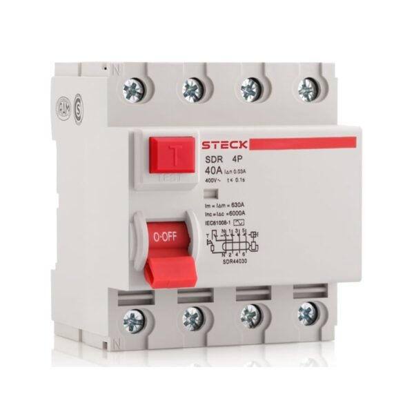 Dispositivo DR Steck 125A 4 Polos 30mA Classe AC 6kA 400VCA SDR4125003