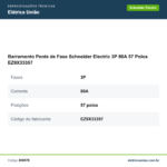 Especificações técnicas — Barramento Pente de Fase Schneider Electric 3P 80A 57 Polos EZ9X33357