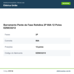 Especificações técnicas de Barramento Pente de Fase Rohdina 2P 80A 12 Polos EZ9X33212