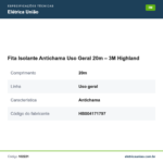 Especificações técnicas de Fita Isolante Antichama Uso Geral 20m – 3M Highland