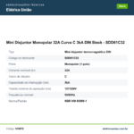 Especificações técnicas — Mini Disjuntor Monopolar 32A Curva C 3kA DIN Steck - SDD61C32