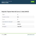 Especificações técnicas de Disjuntor Tripolar Steck 6A Curva C 3,0kA 230VCA