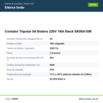 Especificações técnicas de Contator Tripolar 9A Bobina 220V 1NA Steck SK09A10M