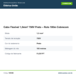 Especificações técnicas de Cabo Flexível 1,0mm² 750V Preto – Rolo 100m Cobrecom