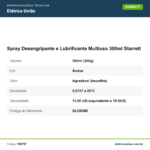 Especificações técnicas de Spray Desengripante e Lubrificante Multiuso 300ml Starrett
