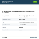 Especificações técnicas de Kit de Travamento com Cadeado para Chave Rotativa 50-100A Steck TZ33D2