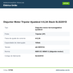 Especificações técnicas de Disjuntor Motor Tripolar Ajustável 4-6,3A Steck SLS2251D