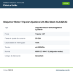 Especificações técnicas de Disjuntor Motor Tripolar Ajustável 20-25A Steck SLS2252C