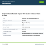 Especificações técnicas de Disjuntor Caixa Moldada Tripolar 40A Quadro Industrial Steck - SDJS40
