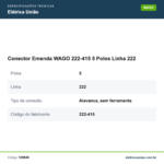 Especificações técnicas de Conector Emenda WAGO 222-415 5 Polos Linha 222