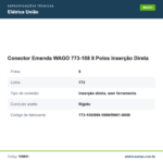 Especificações técnicas de Conector Emenda WAGO 773-108 8 Polos Inserção Direta