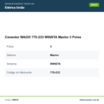 Especificações técnicas de Conector WAGO 770-233 WINSTA Macho 3 Polos