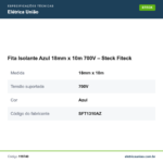 Especificações técnicas de Fita Isolante Azul 18mm x 10m 700V – Steck Fiteck
