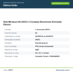 Especificações técnicas de Relé Miniatura 8A 24VCC 2 Contatos Reversíveis Schneider Electric