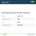 Especificações técnicas de Fita Isolante Verde 18mm x 10m 700V – Steck Fiteck