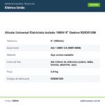 Especificações técnicas de Alicate Universal Eletricista Isolado 1000V 8" Gedore R28301200