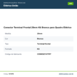 Especificações técnicas de Conector Terminal Frontal 25mm Kit Branco para Quadro Elétrico