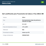 Especificações técnicas de Gel Lubrificante para Puxamento de Cabos e Fios 200ml 3M