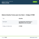 Especificações técnicas de Bateria Alcalina Foxlux para Uso Geral – Código 217069