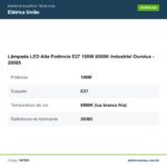Especificações técnicas de Lâmpada LED Alta Potência E27 100W 6500K Industrial Ourolux - 20385