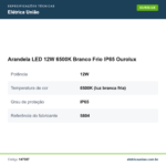 Especificações técnicas de Arandela LED 12W 6500K Branco Frio IP65 Ourolux