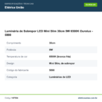 Especificações técnicas de Luminária de Sobrepor LED Mini Slim 30cm 9W 6500K Ourolux - 5898