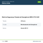 Especificações técnicas de Relé de Segurança Parada de Emergência WEG CP-D 24V