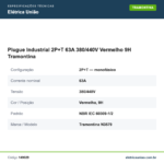 Especificações técnicas de Plugue Industrial 2P+T 63A 380/440V Vermelho 9H Tramontina