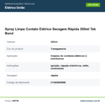 Especificações técnicas de Spray Limpa Contato Elétrico Secagem Rápida 300ml Tek Bond