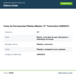 Especificações técnicas de Caixa de Ferramentas Plástica Master 13" Tramontina 43804/013