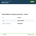 Especificações técnicas de Colete Refletivo de Segurança Amarelo – Vonder