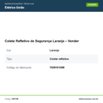 Especificações técnicas de Colete Refletivo de Segurança Laranja – Vonder