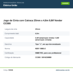 Especificações técnicas de Jogo de Cinta com Catraca 25mm x 4,6m 0,8tf Vonder CC080
