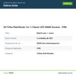 Especificações técnicas de Kit Trilho Eletrificado 1m + 3 Spots LED 3000K Ourolux - 3786