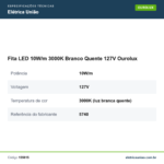 Especificações técnicas de Fita LED 10W/m 3000K Branco Quente 127V Ourolux