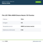 Especificações técnicas de Fita LED 7W/m 4000K Branco Neutro 12V Ourolux