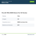 Especificações técnicas de Fita LED 7W/m 6500K Branco Frio 12V Ourolux