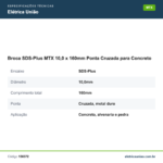 Especificações técnicas de Broca SDS-Plus MTX 10,0 x 160mm Ponta Cruzada para Concreto