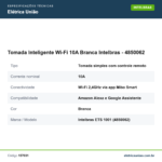 Especificações técnicas de Tomada Inteligente Wi-Fi 10A Branca Intelbras - 4850062